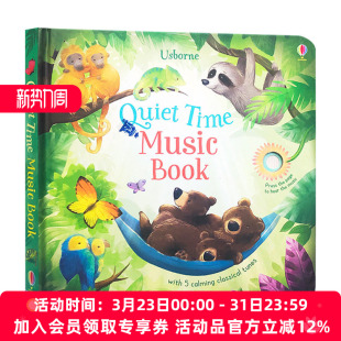 英文版 发声书 Music 静听音乐声 幼儿哄睡英语故事绘本 进口原版 Quiet 亲子共读图画书 英文原版 书籍 Time 音乐伴奏发声书 Book