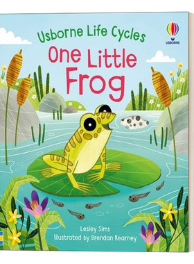 儿童低幼认知启蒙 英文原版 Life Cycles: One Little Frog 儿童低幼认知启蒙STEM图画书 纸板洞洞书 英文版 进口英语原版书籍