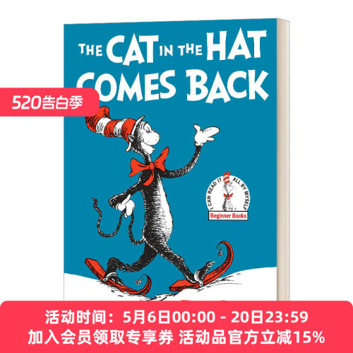 英文原版 The Cat in the Hat Comes Back 戴帽子的猫回来了 苏斯博士精装绘本 廖彩杏书单 儿童启蒙图画故事书 英文版进口英语书
