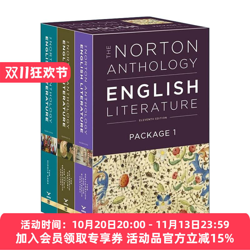 英文原版 The Norton Anthology of English Literature 诺顿英国文学精选集 第11版 3册套装1 从中世纪到十八世纪 英文版