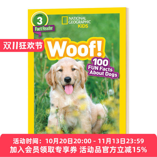 英文原版 NG Kids Readers L3 Woof! 100 Fun Facts About Dogs 汪 英文版 进口英语原版书籍