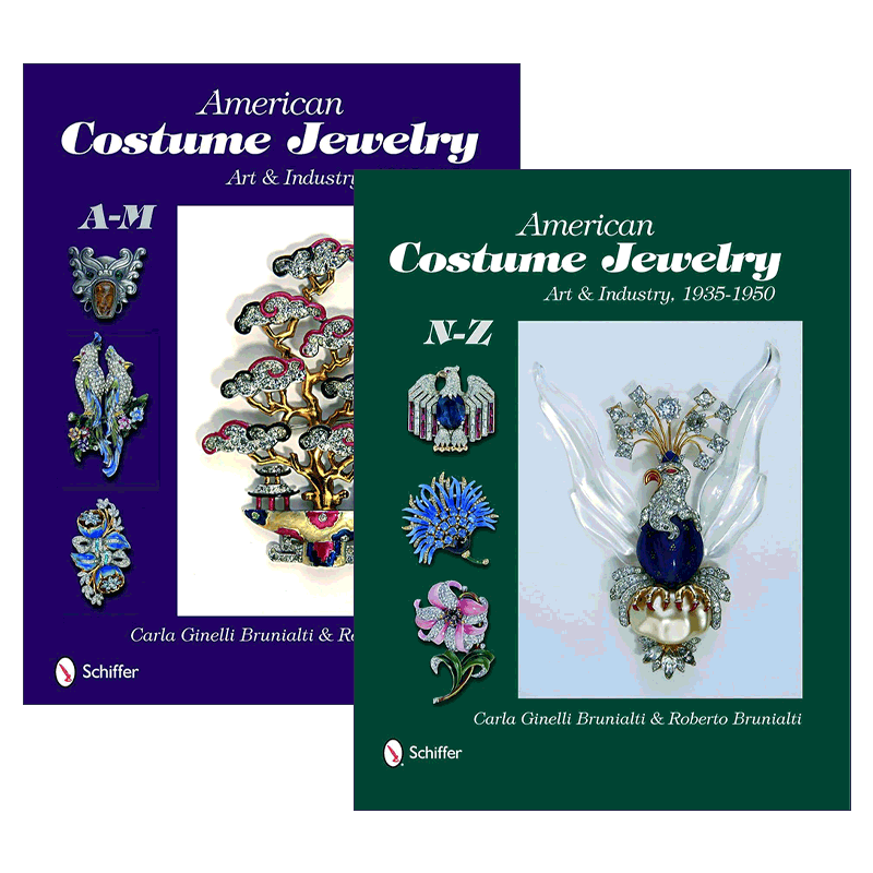 现货 英文原版 American Costume Jewelry 美国服装配饰珠宝图册 2册 复古中古首饰 精装收藏集 Roberto Brunalti 英文版 进口书籍