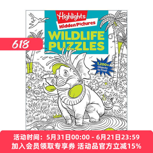 英文原版 Wildlife Puzzles Highlights Hidden Pictures 野生动物谜题 寻找隐藏图片 亮点儿童益智游戏活动书 提高注意力 英文版