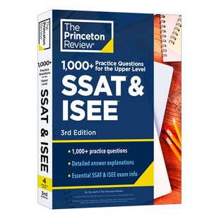 普林斯顿 SSAT和ISEE考试备考指南 英文原版 1000+ Practice Questions for the Upper Level SSAT & ISEE 3rd Edition 2024进口