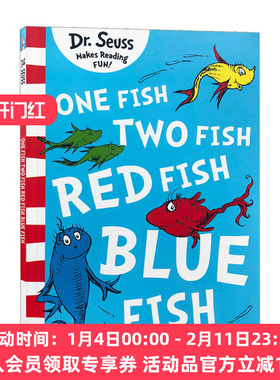 英文原版 DR.SEUSS One Fish Two Fish Red Fish Blue Fish 苏斯博士 蓝色系列绘本 儿童启蒙早教图画书 英文版 进口英语原版书籍