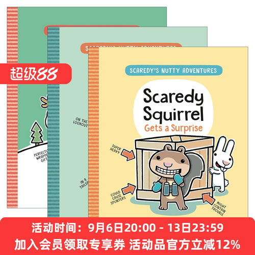 英文原版 Scaredy's Nutty Adventures 松鼠小嘀咕疯狂冒险系列1-3册 儿童漫画章节桥梁故事书 英文版 进口英语原版书籍