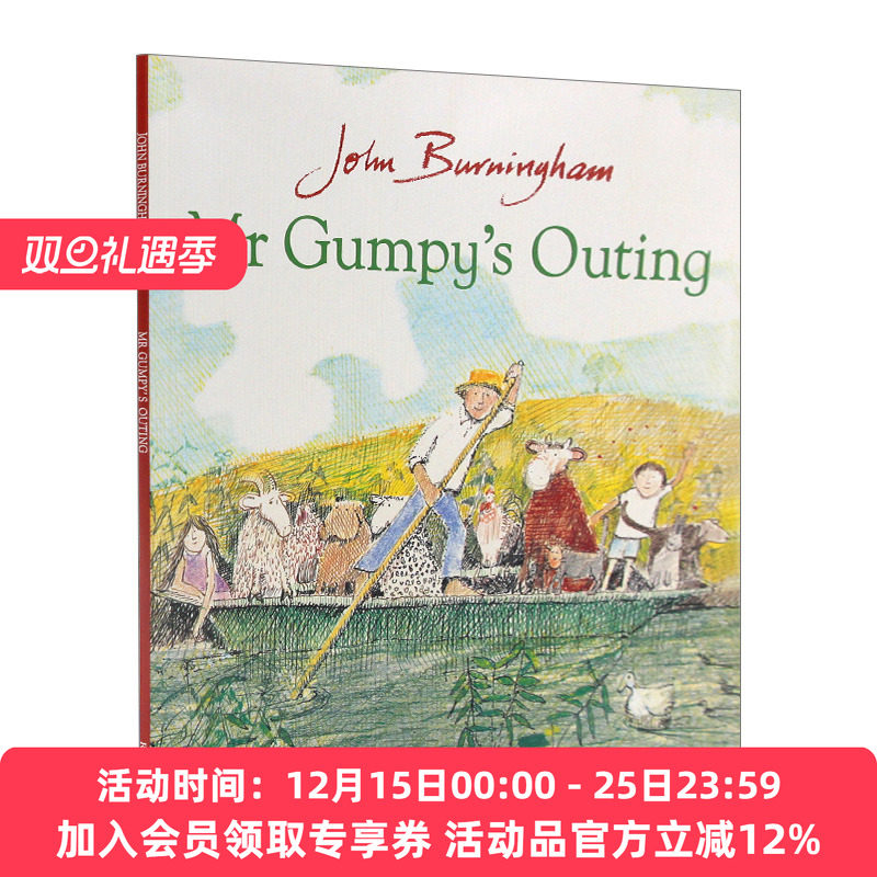 英文原版 Mr Gumpy's Outing 和甘伯伯去游河 约翰·伯宁罕绘本 凯特·格林纳威奖 英文版 进口英语原版书籍