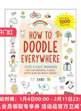 英文原版 How to Doodle Everywhere 如何到处涂鸦 儿童可爱卡通绘画技巧指南 Kamo 英文版 进口英语原版书籍