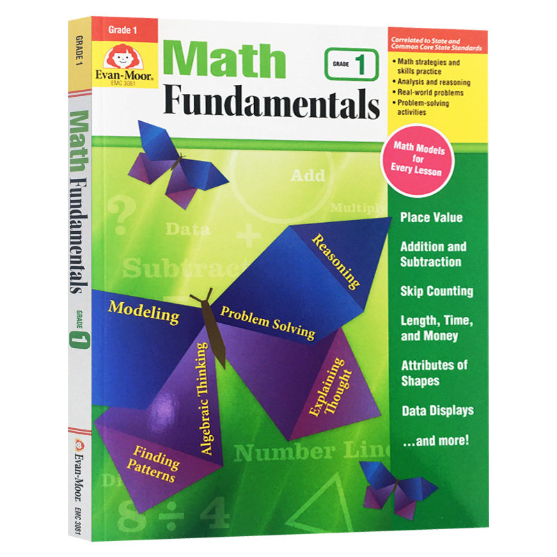 数学基础理论练习 一年级 英文原版 Math Fundamentals Grade 1 美国加州小学英语教辅 Evan Moor 英文版进口原版书籍