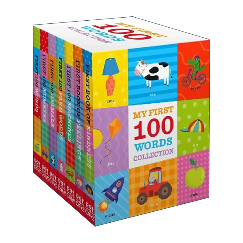 英文原版 First 100 Words 我的第一套单词书 动物农场机器认知启蒙100词系列 大开本纸板翻翻书6本套装 英文版 进口英语原版书籍