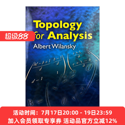 用于分析的拓扑学 英文原版 Topology for Analysis Dover Books on Mathematics Albert Wilansky 英文版 进口英语原版书籍