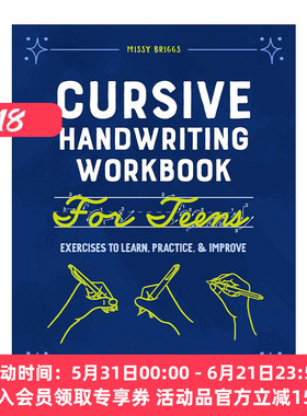 英文原版 Cursive Handwriting Workbook for Teens 青少年连笔书写练习册 英文版 进口英语原版书籍