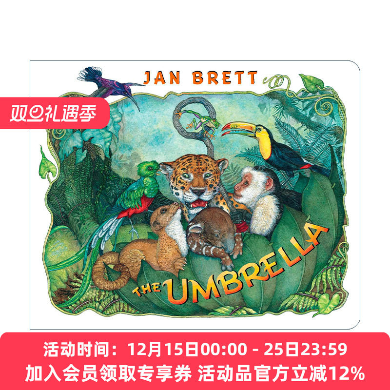 英文原版绘本 The Umbrella 雨伞 幼儿儿童自然主题绘本 纸板书 Jan Brett 英文版 进口英语原版书籍