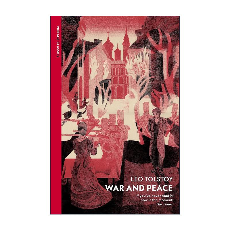 英文原版 War and Peace 托尔斯泰 战争与和平 Vintage红脊经典 英文版 进口英语原版书籍