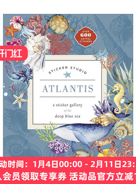 英文原版 Sticker Studio Atlantis 贴纸工作室 亚特兰蒂斯 深蓝色海洋 含超600张贴纸 英文版 进口英语原版书籍