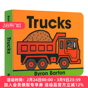 英文原版绘本 Trucks 卡车 交通工具认知纸板书 Byron Barton拜伦巴顿  英文版 进口英语原版书籍