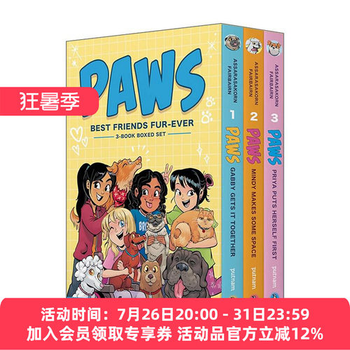 英文原版 PAWS Best Friends Fur-Ever Boxed Set 爪子系列1-3册盒装套装 儿童全彩漫画绘本图画书 友谊故事 Nathan Fairbairn