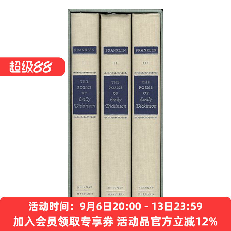 现货 英文原版 The Poems of Emily Dickinson 艾米莉·狄金森诗选 集注版 3册盒装 英文版 进口英语原版书籍