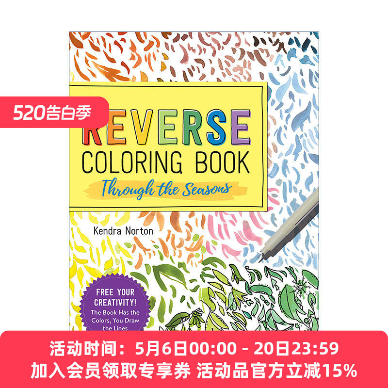 英文原版 Reverse Coloring Book? Through the Seasons 反向填色 描边书 四季 英文版 进口英语原版书籍