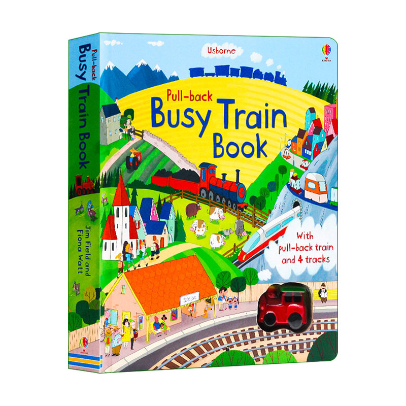 繁忙的火车 英文原版绘本 Pull-back Busy Train Book 儿童互动游戏读物 英文版 进口英语原版书籍