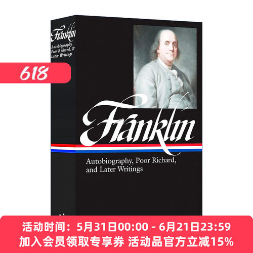 英文原版 Benjamin Franklin Autobiography  Poor Richard  and Later Writings  本杰明·富兰克林 精装美国文库  进口书籍