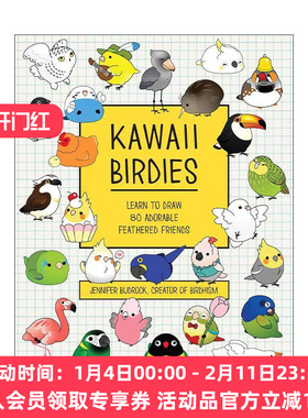 英文原版 Kawaii Birdies Learn to Draw 80 Adorable Feathered Friends 卡哇伊小鸟 学习绘制80个可爱的羽毛朋友 绘画教程指南