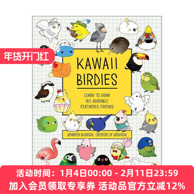 英文原版 Kawaii Birdies Learn to Draw 80 Adorable Feathered Friends 卡哇伊小鸟 学习绘制80个可爱的羽毛朋友 绘画教程指南