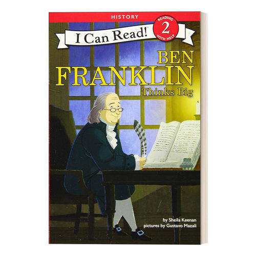 志向远大的富兰克林 英文原版 Ben Franklin Thinks Big I Can Read 2 History 分级阅读名人传记系列 英文版 进口英语原版书籍