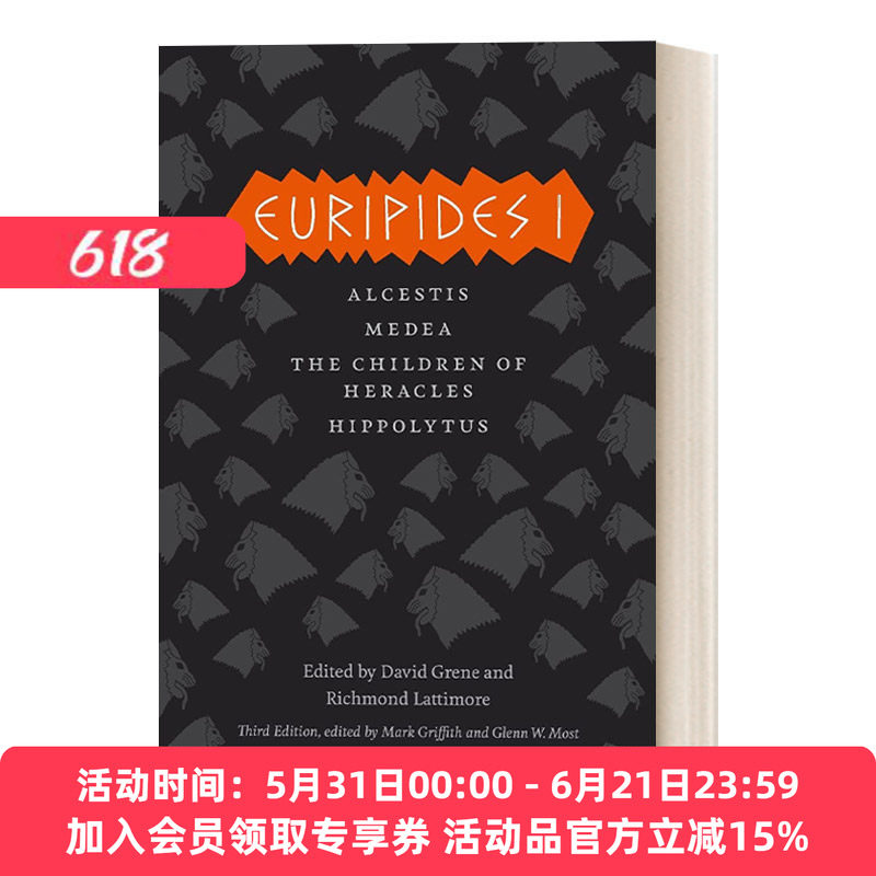 英文原版 Euripides I 希腊三大悲剧大师之欧里庇得斯1 阿尔克提斯 美狄亚 贺瑞克里斯的孩子们 希波吕托斯 英文版 进口英语书籍