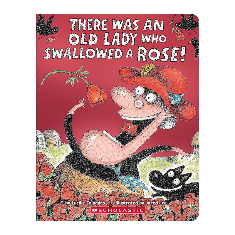 有个吞下玫瑰的老太太 英文原版 There Was an Old Lady Who Swallowed a Rose 纸板书 英文版 进口英语原版书籍