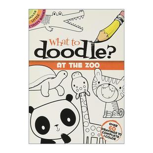 在动物园涂鸦画什么 What the 英文原版 儿童益智游戏活动书 进口英语原版 Doodle 英文版 书籍 场景绘画 Zoo