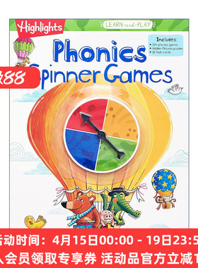 拼读旋转游戏 英文原版 Highlights Learn-and-Play Phonics Spinner Games 亮点边玩边学系列 幼儿园儿童自然拼读学习活动书