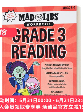 英文原版绘本 Mad Libs Workbook Grade 3 Reading 疯狂填词练习册 美国小学三年级 英文版 进口英语原版书籍