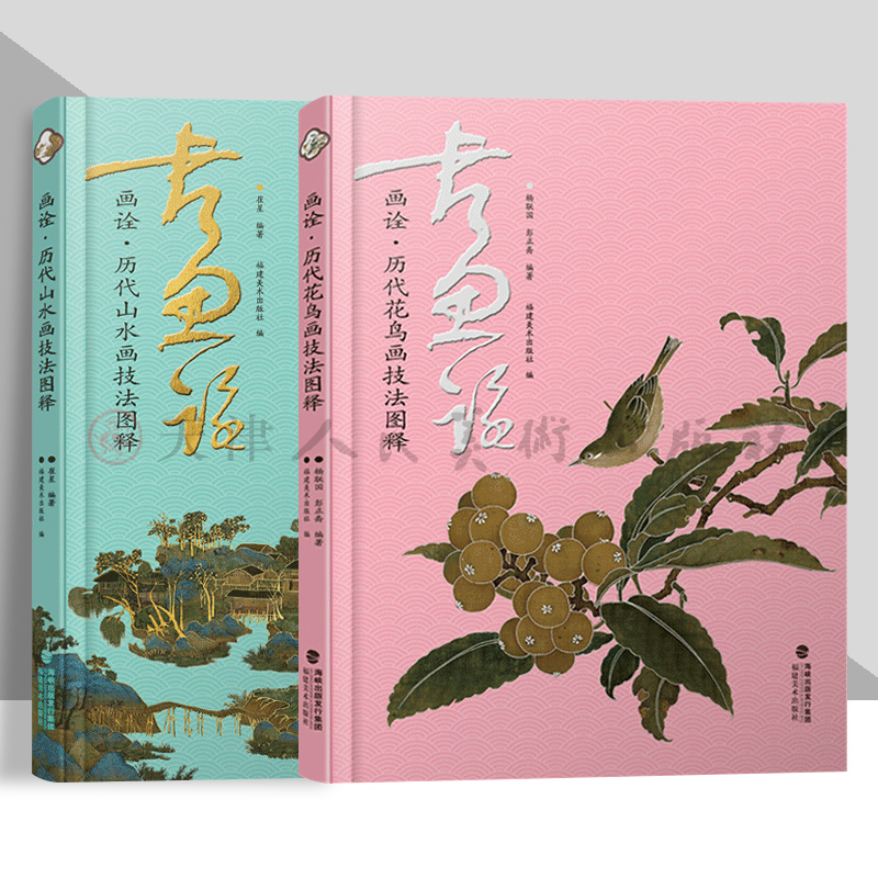 画诠2册历代山水花鸟画技法图释