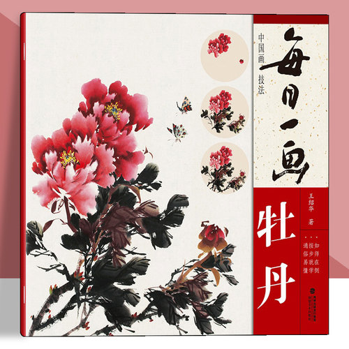 每日一画 牡丹 中国画技法国画入门基础教程书写意水墨画花鸟册页 工笔画花卉技法画法大全集教材 国画初学者画花卉蔬果 福建美术