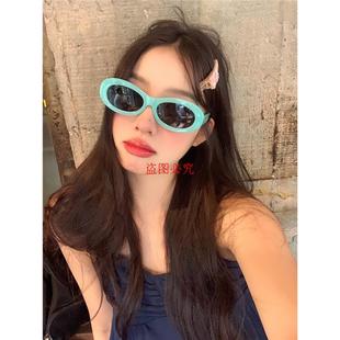 糖果色椭圆型墨镜少女可爱个性 饰 护眼太阳眼镜拍照装
