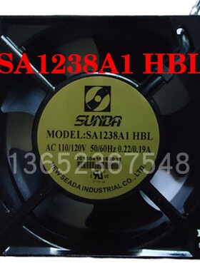 台湾SUNDA 散热风扇 110V 0.22/0.19A 12cm SA1238A1HBL 轴流风机