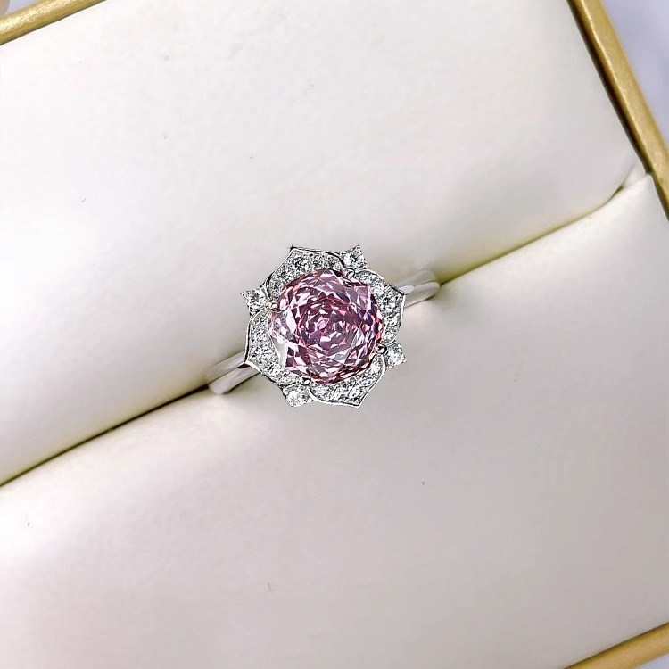 新款千禧玫瑰切项链吊坠粉钻花朵