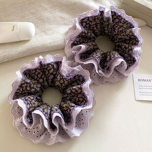 大肠发圈高级感轻奢风紫色碎花发圈女巨好看法式 复古马尾发绳头饰
