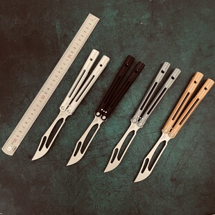 7075铝逆戟鲸V2蝴蝶练习刀花式甩刀orca户外刀训练刀折叠刀未开刃