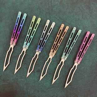 蝴蝶刀未开刃练习训练刀阳江theone蝰蛇花式 甩刀户外折叠组合小刀