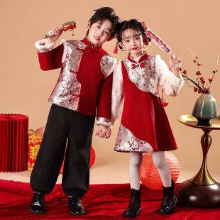 2026年新款男女童冬季拜年服加绒加厚中国风合唱服儿童元旦演出服