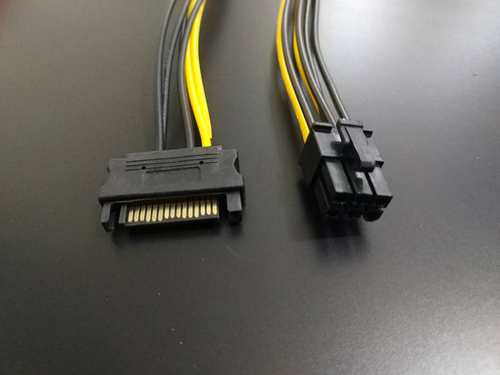 串口硬盘SATA15Pin公转显卡6Pin公(5针)Pcie电源供电转接线