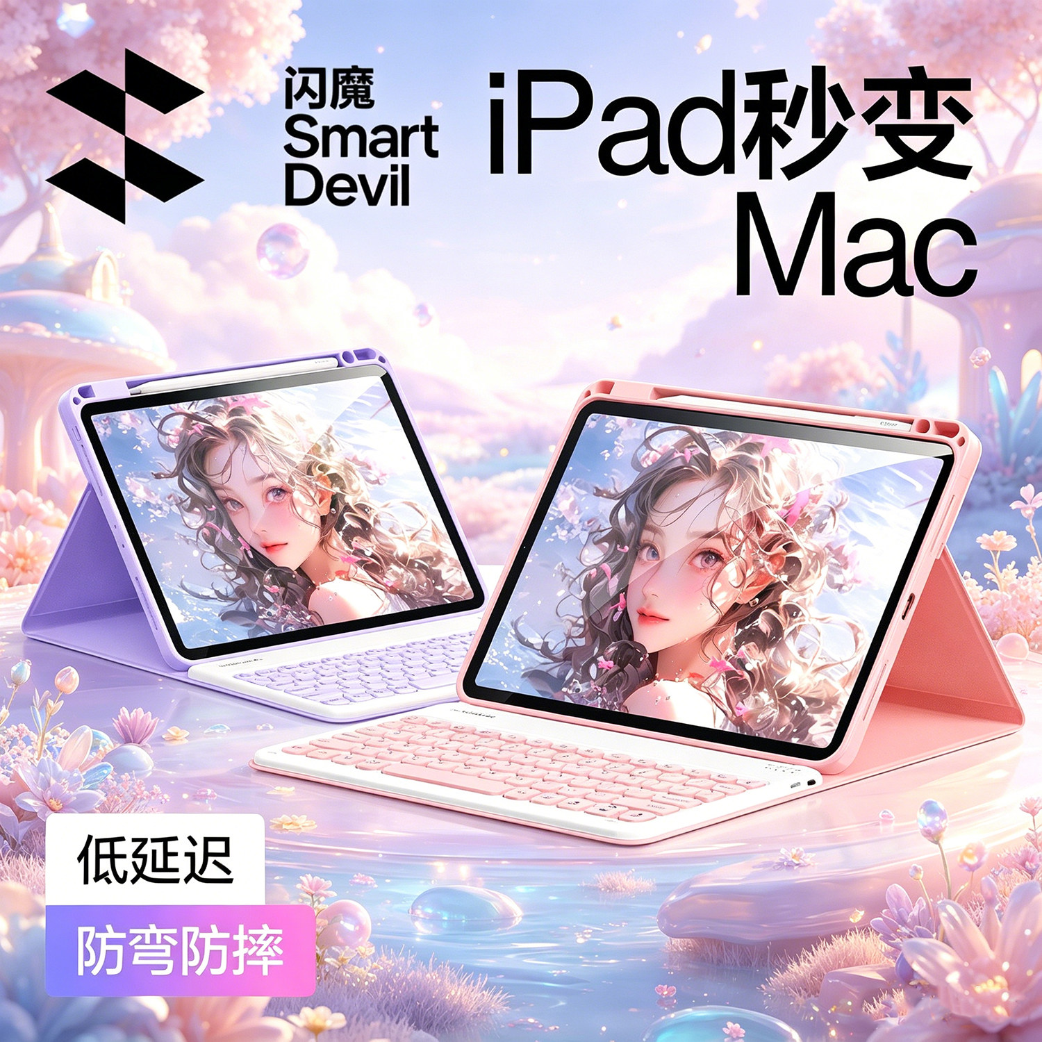 闪魔全面屏 iPad Pro 12.9 寸键盘套 720&deg; 旋转支架带笔槽保护壳