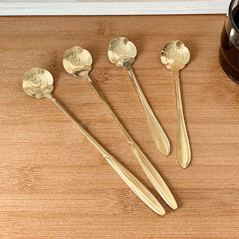 不銹鋼金色櫻花勺花瓣咖啡勺
