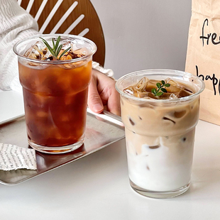 拿鐵杯玻璃杯牛奶杯子果汁杯奶茶杯 ins風網紅大容量咖啡杯冰美式