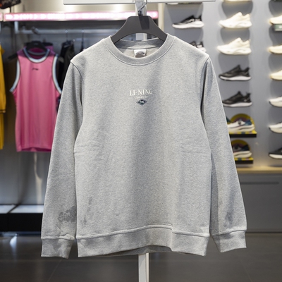 李宁男子圆领加绒保暖套头卫衣