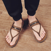 两穿人字拖男夏季 外贸沙滩越南夹脚运动防滑夹板罗马室外室内拖鞋