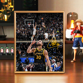 库里签名夺冠海报相框装 饰画挂画纪念品手办球星周边照片摆件