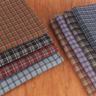 涤棉混纺加厚磨毛格子布料格子衬衫桌布格子外套老粗布服装面料